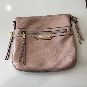 Poppy & Peonies Pebbled Vegan Leather Crossbody Bag in Dusty Pink